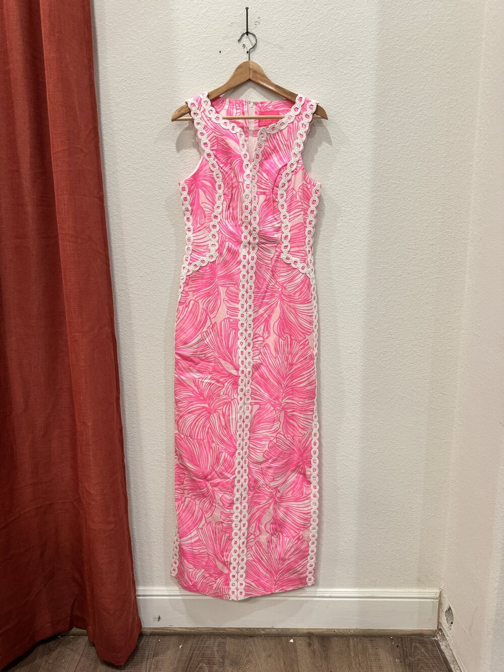 Lilly Pulitzer HTF Daise Maxi Dress Prosecco Pink Fronds Place NWOT Sz 6